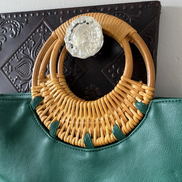 Green Bamboo Handle Tote Bag - Picture 2 of 4